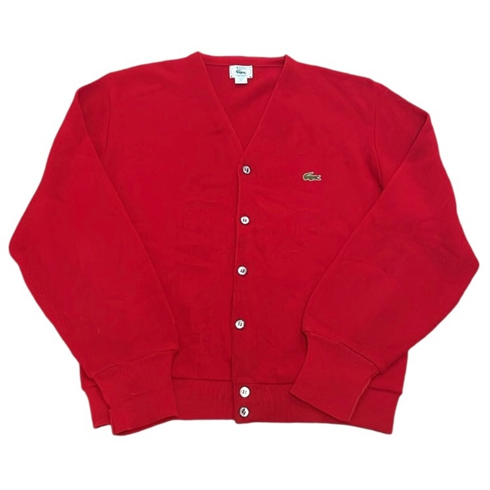 Vintage Izod Lacoste Red Croc Orlon Acrylic Cardigan Sweater Size M Grandpacore